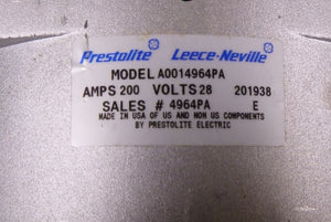 Genuine Prestolite Lecce Neville 200 Amp 28 Volt Alternator A0014964PA, 4964PA - Royal Equipment LEECE - NEVILLE