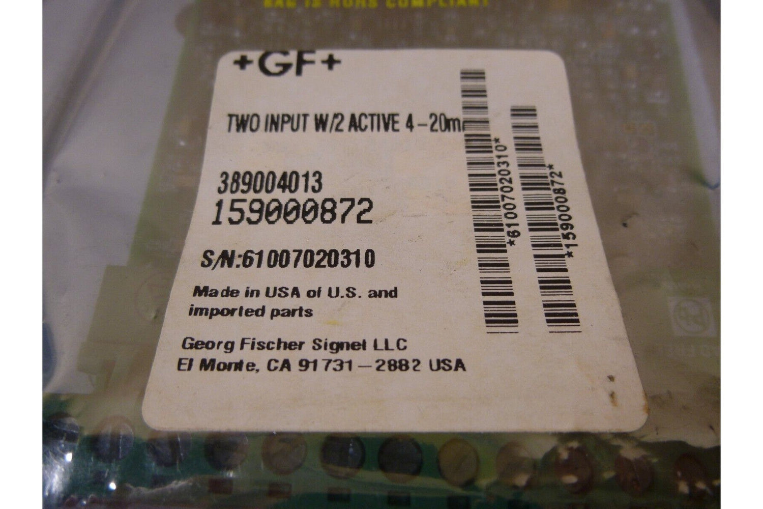 Georg Fischer Signet 159000872 , 3-8900.401-3 +GF+ Module 2 Input 2 Active | Industrial MRO Replacement Parts, Manufacturing Machine Parts &amp; Components, Heavy Equipment Parts Supplier