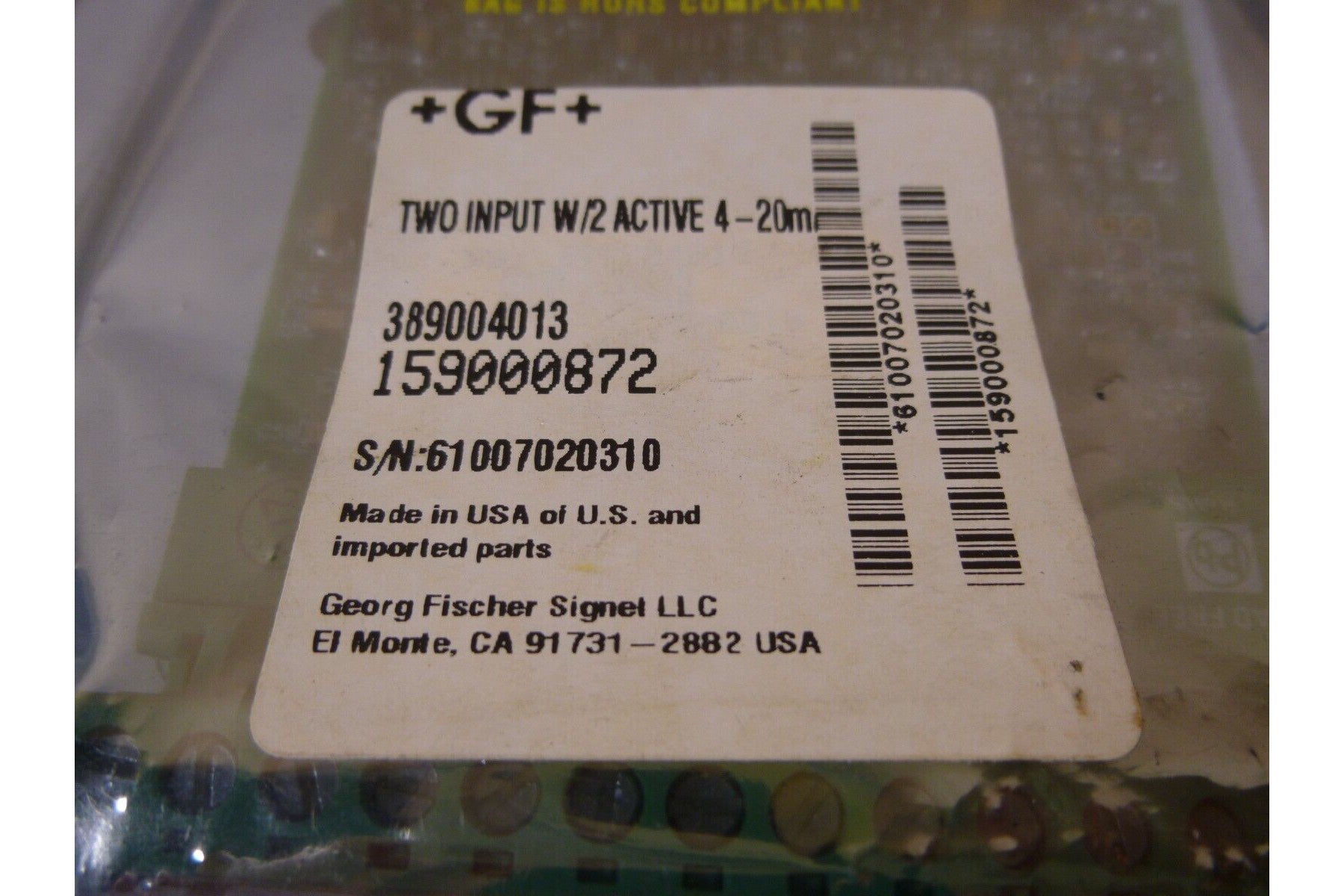 Georg Fischer Signet 159000872 , 3-8900.401-3 +GF+ Module 2 Input 2 Active | Industrial MRO Replacement Parts, Manufacturing Machine Parts &amp; Components, Heavy Equipment Parts Supplier