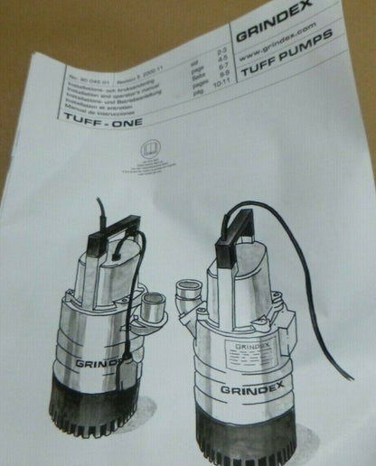 GRINDEX TUFF-ONE COMMERCIAL SUBMERSIBLE SUMP DRAINAGE PUMP 2" , UP TO 10M | Industrial MRO Tools and Replacement Industrial Equipment Components