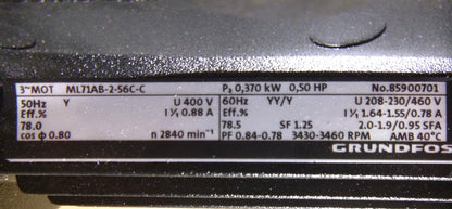 Grundfos Vertical Multistage Centrifugal Pump CRN1-5 A-FGJ-G-V-HQQV, 1/2 Hp 3 Ph | Industrial Electric Motors, Pumps &amp; Parts