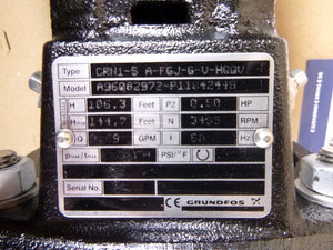 Grundfos Vertical Multistage Centrifugal Pump CRN1-5 A-FGJ-G-V-HQQV, 1/2 Hp 3 Ph | Industrial Electric Motors, Pumps & Parts