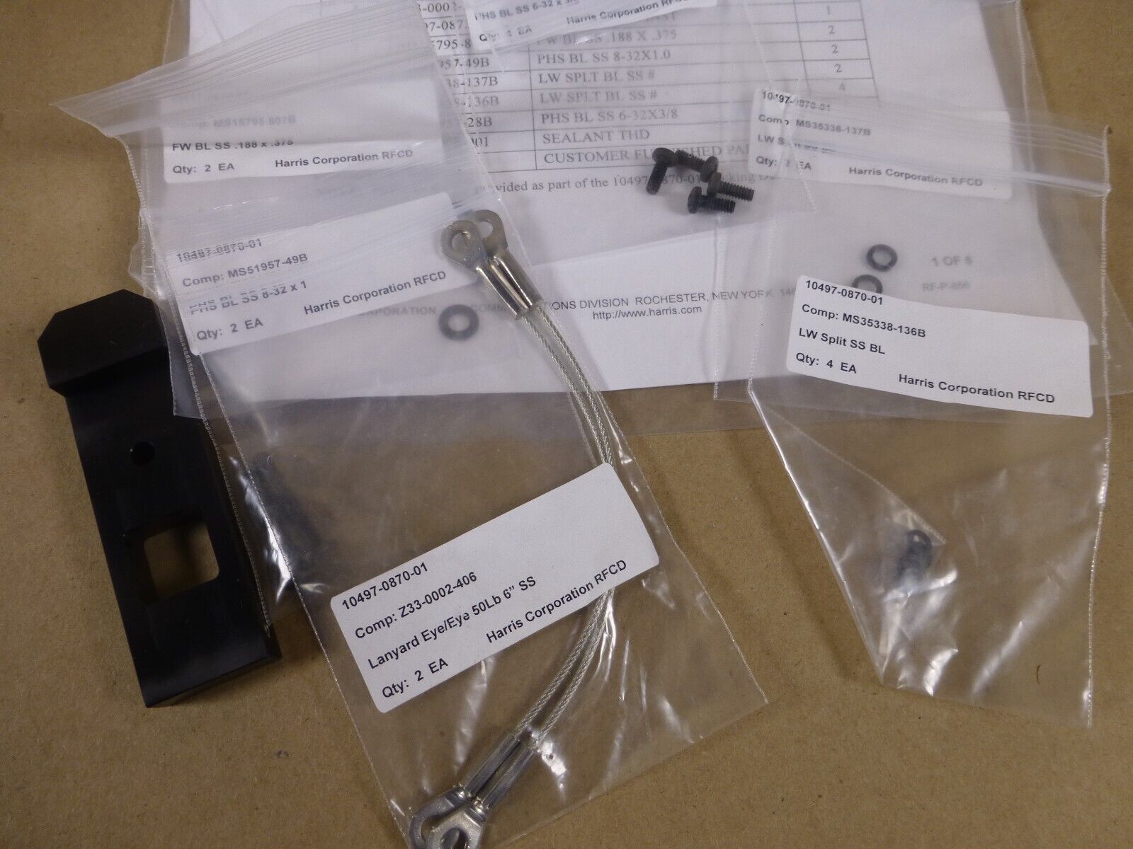 HARRIS 10497-0870-01 RF-5833H RF-5800H HF POWER AMPLIFIER SECURITY LOCKING KIT | Industrial MRO Replacement Parts, Manufacturing Machine Parts &amp; Components, Heavy Equipment Parts Supplier