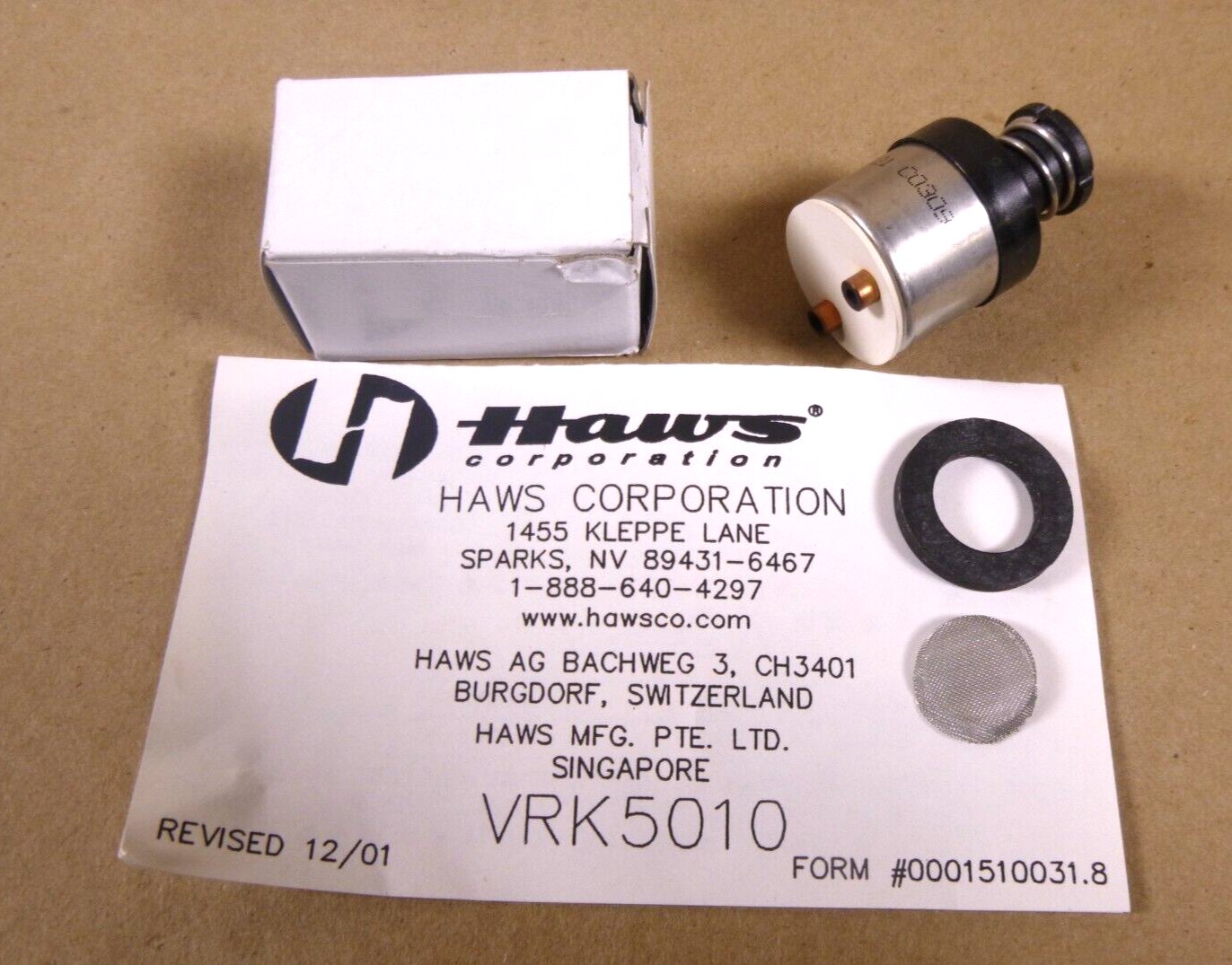 Haws Valve Repair Kit VRK5010, Cartridge Assembly, Screen &amp; Washer | Industrial MRO Replacement Parts, Manufacturing Machine Parts &amp; Components, Heavy Equipment Parts Supplier