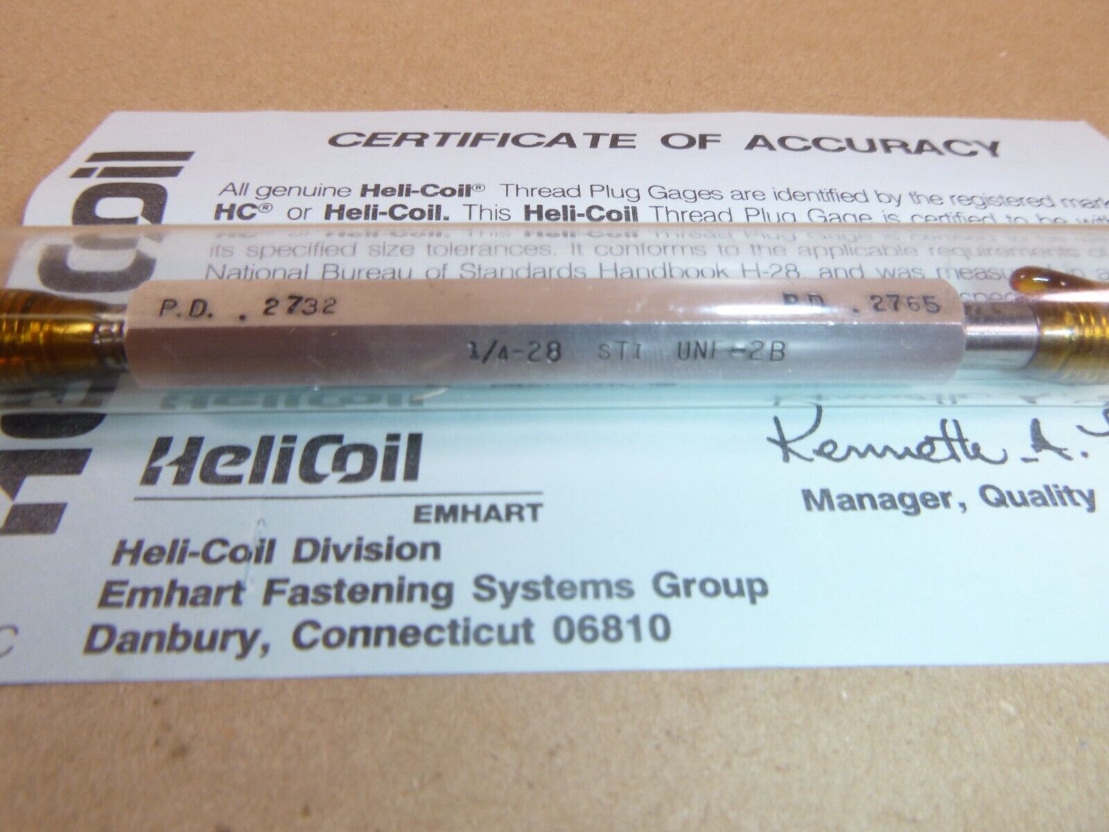 HELICOIL 1443-4 Working Gage, 2B, 1/4-28 Inch Internal Thread Size | Industrial MRO Tools and Replacement Industrial Equipment Components