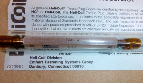 HELICOIL 1443 - 4 Working Gage, 2B, 1/4 - 28 Inch Internal Thread Size - Royal Equipment HELICOIL