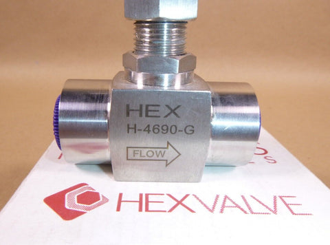 HEX Stainless Steel Instrument Valve HN39F - 4 - G, 1/2" FNPT, 6000 Psi - Royal Equipment Hex Valve