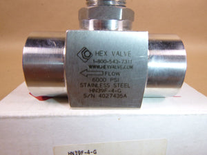 HEX Stainless Steel Instrument Valve HN39F - 4 - G, 1/2" FNPT, 6000 Psi - Royal Equipment Hex Valve