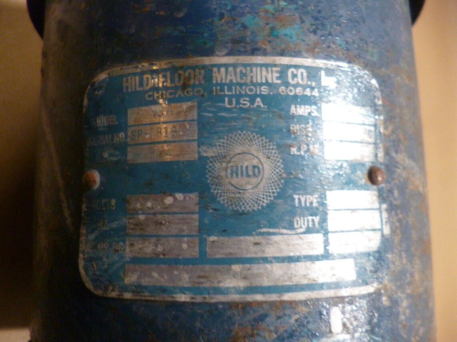 HILD FLOOR SCRUBBING MACHINE GP-15A REPLACEMENT AC MOTOR 1/2 HP. 115 VOLT | Industrial Electric Motors, Pumps &amp; Parts