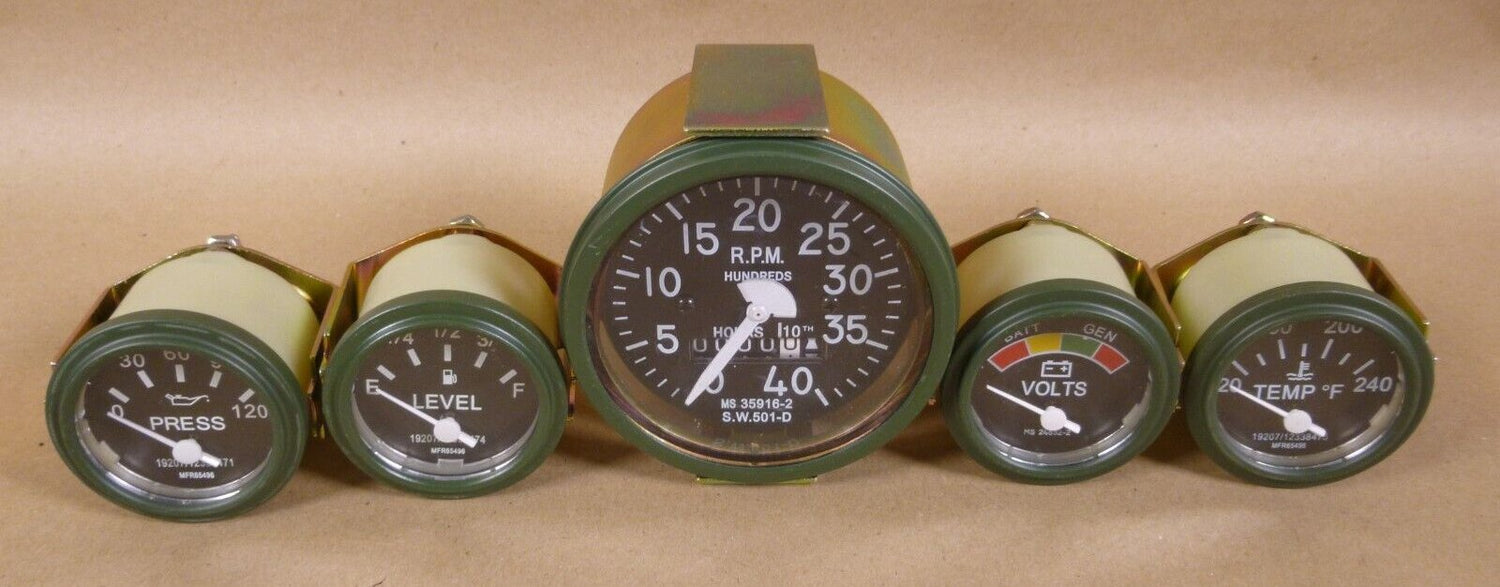 HMMWV M998 5 GAUGE KIT TEMPERATURE VOLTMETER FUEL LEVEL OIL TACHOMETER | Genuine HMMWV Replacement Parts and Military Surplus Humvee Parts &amp; Accessories