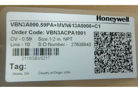 HONEYWELL MVN613A0000 ACTUATOR & VBN3A000.59PA BALL VALVE 1/2" NPT - VBN3ACPA1001 - Royal Equipment Royal Equipment