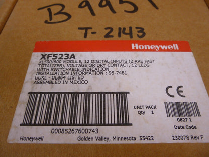 Honeywell XF523A Digital Input Module XL500/600 , 12 Digital Inputs | Electrical MRO Replacement Parts &amp; Components and Commercial Electrical Supplies Company