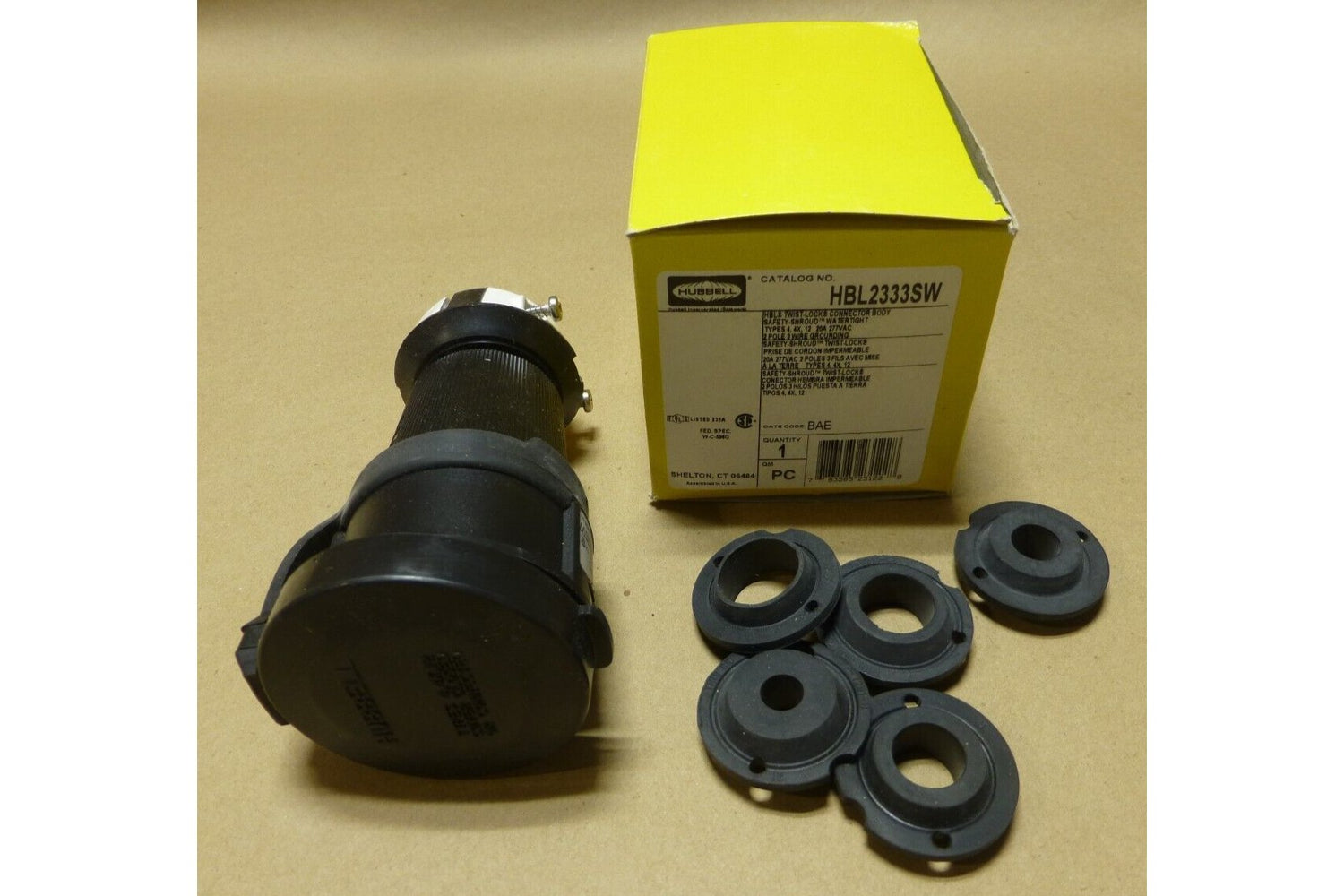 Hubbell HBL2333SW Twist Lock Connector Body Watertight 20A 277V 2-Pols 3 Wire | Electrical MRO Replacement Parts &amp; Components and Commercial Electrical Supplies Company