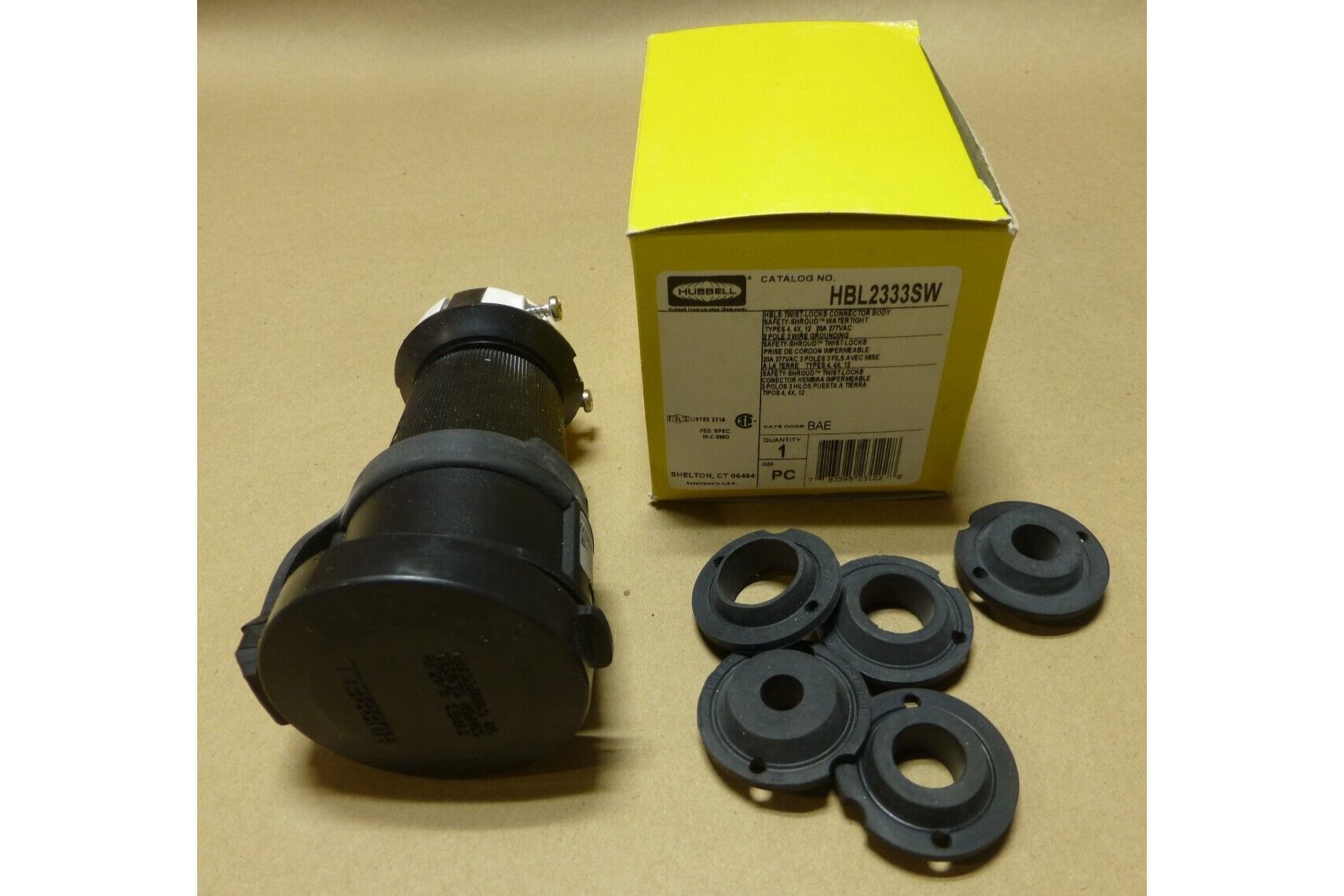Hubbell HBL2333SW Twist Lock Connector Body Watertight 20A 277V 2-Pols 3 Wire | Electrical MRO Replacement Parts &amp; Components and Commercial Electrical Supplies Company