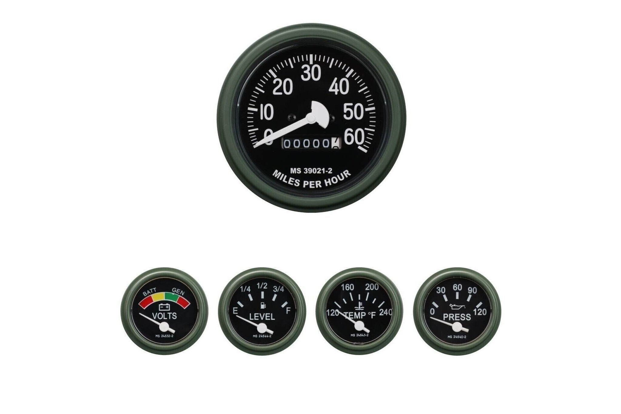 HUMVEE HMMWV M998 5 GAUGE KIT TEMPERATURE VOLTMETER FUEL LEVEL OIL SPEEDOMETER | Genuine HMMWV Replacement Parts and Military Surplus Humvee Parts &amp; Accessories