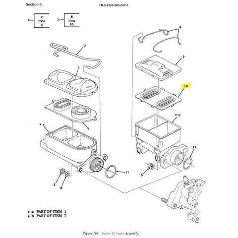 HUMVEE M998 2228633 Hydraulic Master Cylinder Diaphragm Gasket 2530 - 01 - 459 - 5890 - Royal Equipment TACOM