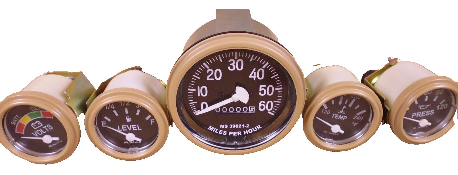 HUMVEE M998 5 GAUGE KIT TEMPERATURE VOLTMETER FUEL LEVEL OIL SPEEDOMETER TAN | Genuine HMMWV Replacement Parts and Military Surplus Humvee Parts &amp; Accessories