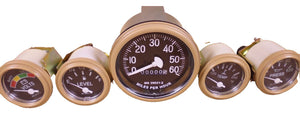 HUMVEE M998 5 GAUGE KIT TEMPERATURE VOLTMETER FUEL LEVEL OIL SPEEDOMETER TAN - Royal Equipment Unbranded