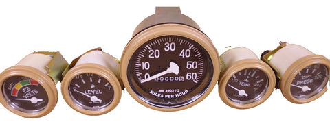 HUMVEE M998 5 GAUGE KIT TEMPERATURE VOLTMETER FUEL LEVEL OIL SPEEDOMETER TAN - Royal Equipment Unbranded