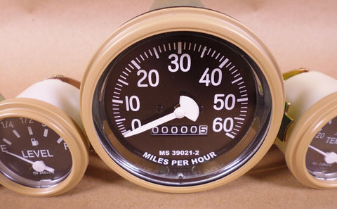 HUMVEE M998 5 GAUGE KIT TEMPERATURE VOLTMETER FUEL LEVEL OIL SPEEDOMETER TAN - Royal Equipment Unbranded