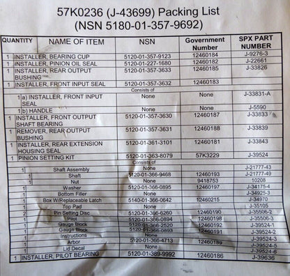 Humvee M998 M1097 Transfer Case Repair 17 Pc. Tool Kit 57K0236 Kent Moore J43699 | Industrial MRO Tools and Replacement Industrial Equipment Components
