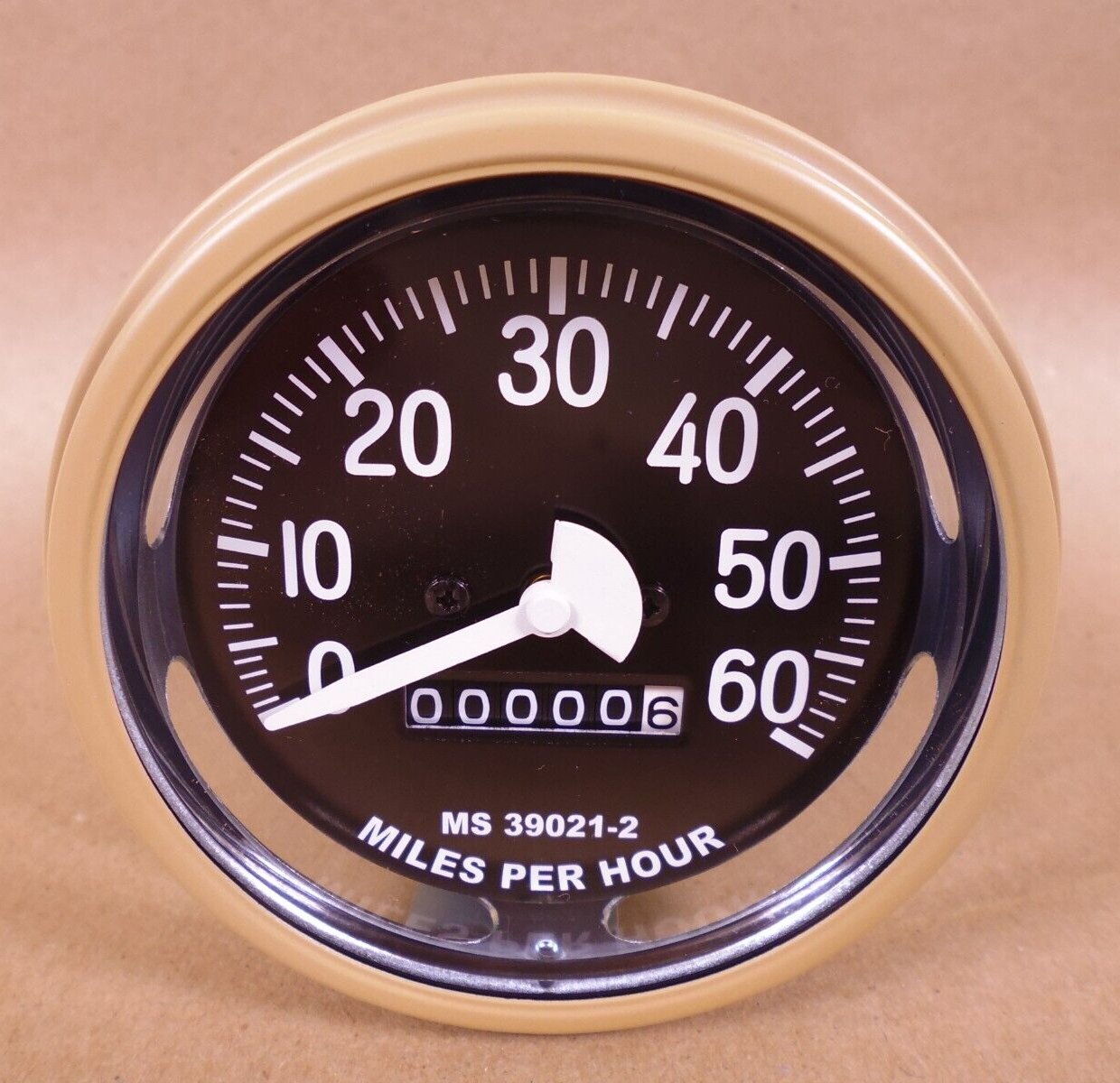 Humvee M998 M35 M939 Speedometer 0-60MPH MS39021-2 Tan , 6680-00-933-3599 | Genuine M35 Military Truck Parts and M939 Cargo Truck Surplus Parts