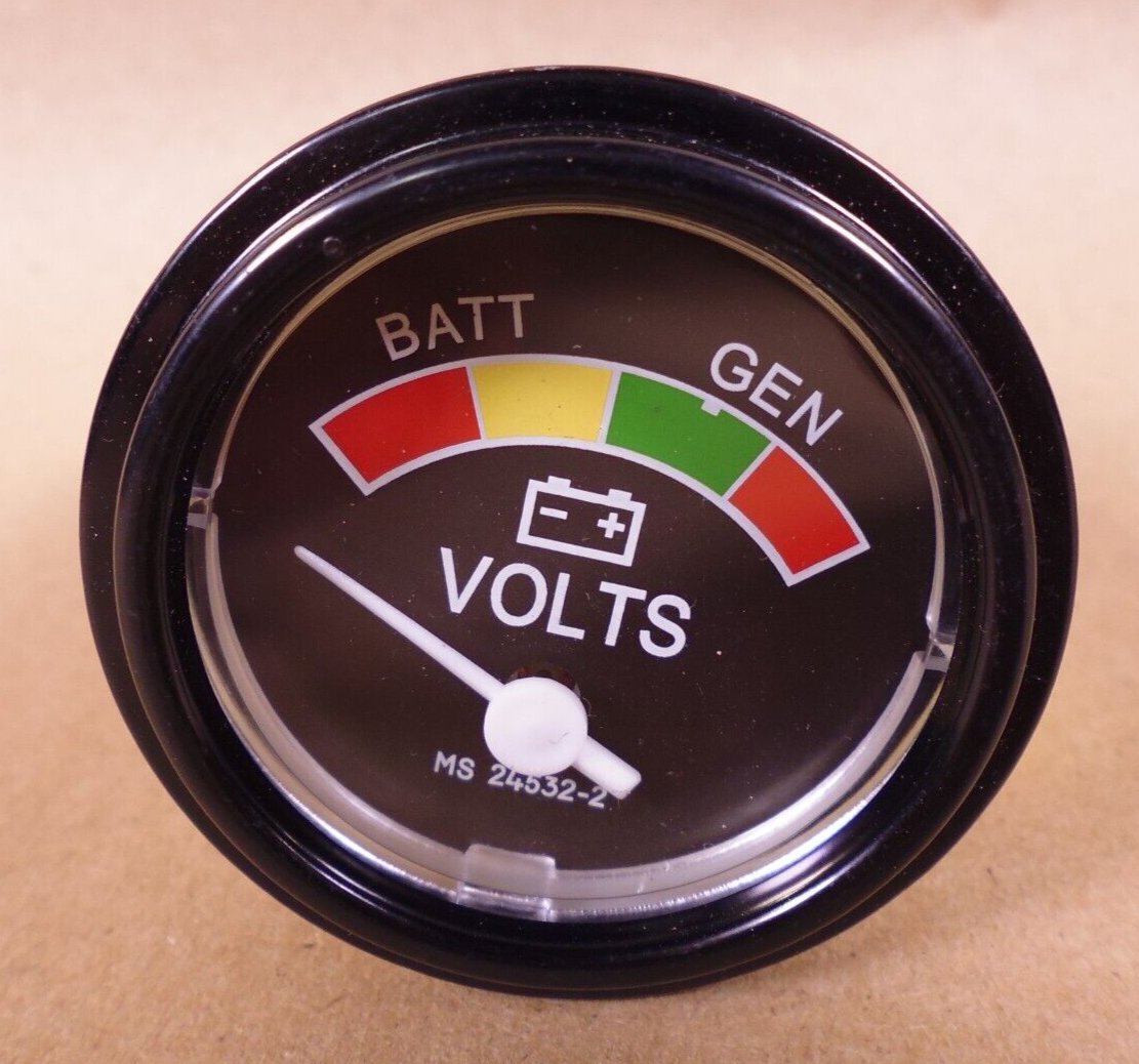HUMVEE M998 M35 M939 VOLTAGE VOLTMETER GAUGE MS24532-2 Black , 6625-01-086-9580 | Genuine M35 Military Truck Parts and M939 Cargo Truck Surplus Parts