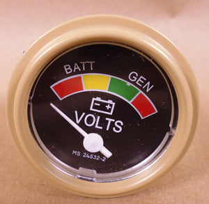 HUMVEE M998 M35 M939 VOLTAGE VOLTMETER GAUGE MS24532-2 Tan , 6625-01-086-9580 | Genuine M35 Military Truck Parts and M939 Cargo Truck Surplus Parts