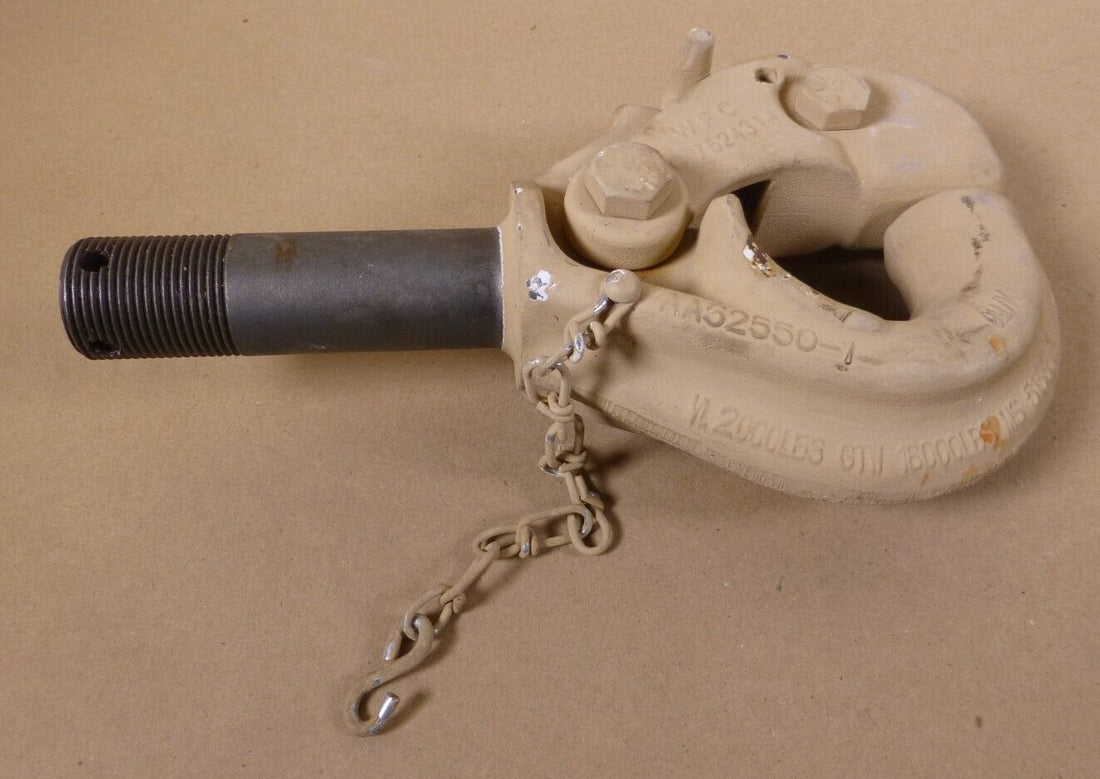 Humvee M998 Pintle Towing Tow Hook AA52550-1 Tan 5568593 , 2540-01-189-2193 | Genuine HMMWV Replacement Parts and Military Surplus Humvee Parts &amp; Accessories