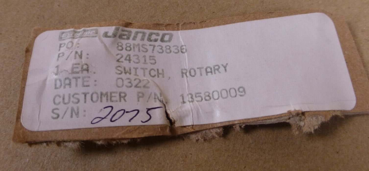 Janco 24315 Rotary Switch Fits Rockwell 13580009 , 5930-01-466-7778 | Industrial MRO Replacement Parts, Manufacturing Machine Parts &amp; Components, Heavy Equipment Parts Supplier