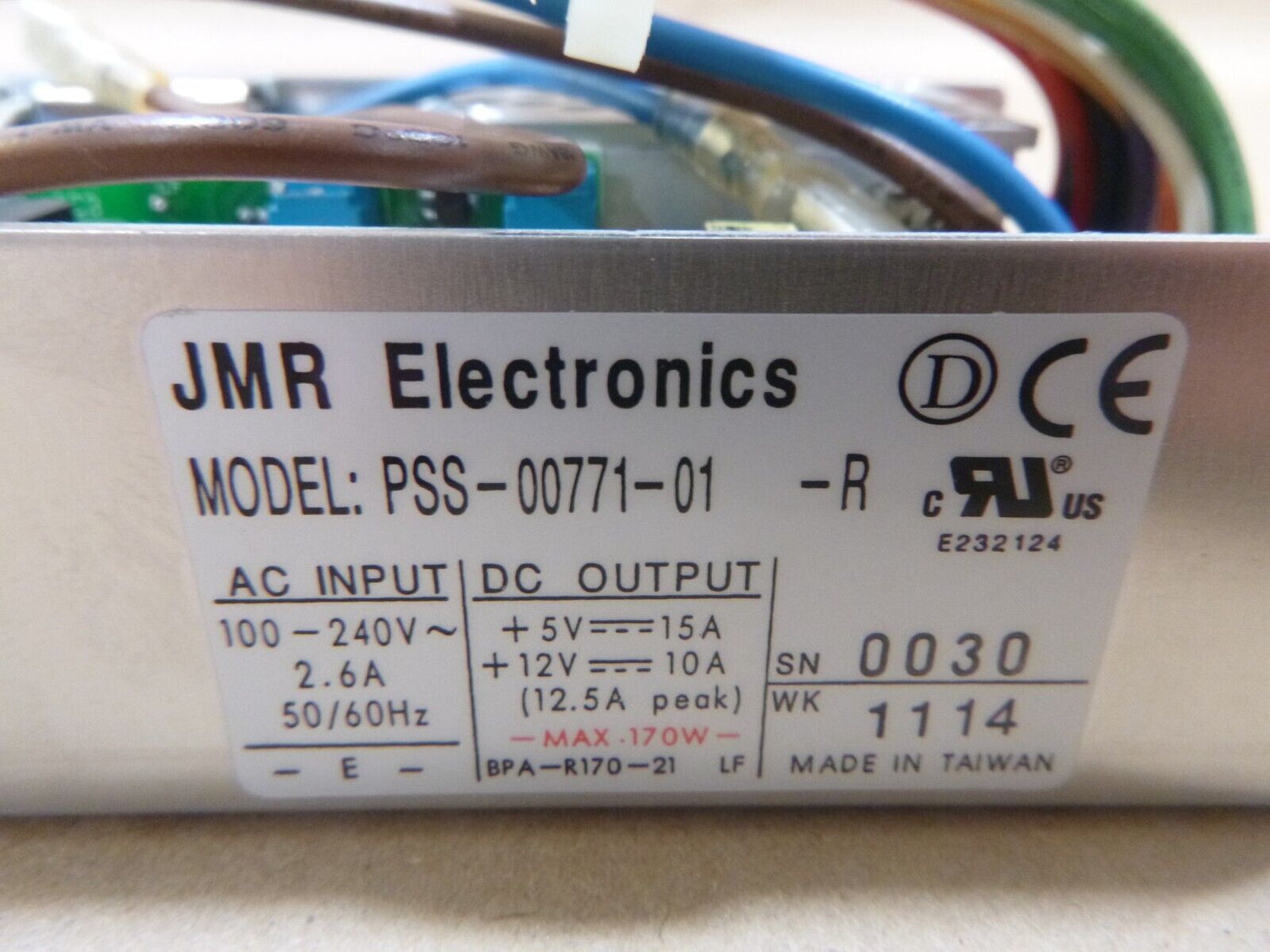 JMR ELECTRONICS PSS-00771-01 POWER SUPPLY 100-240VAC 2.6A 170W HS 1U OPEN FRAME | Electrical MRO Replacement Parts &amp; Components and Commercial Electrical Supplies Company