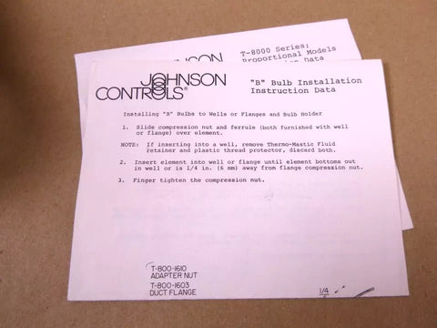 Johnson Controls T - 8000 Proportional Remote Element Controller 15 Ft. Cap / Bulb - Royal Equipment JOHNSON CONTROLS