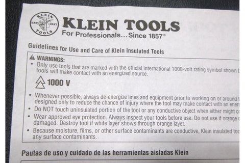 Klein Tools 1000 Volt Insulated 9 Pc. Nutdriver Set, 3/16 to 5/8 in P/N 33523 - Royal Equipment Klein ToolsNUT DRIVER SET