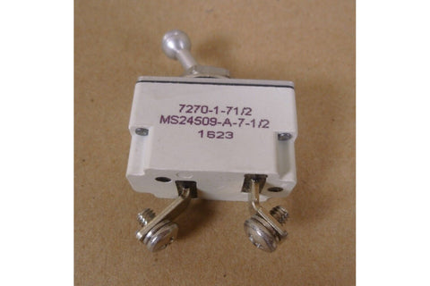 Klixon Circuit Breaker Toggle Switch , MS24509 - A - 7 - 1/2 , 7270 - 1 - 7 - 1/2 , 7.5 Amp - Royal Equipment Royal Equipment