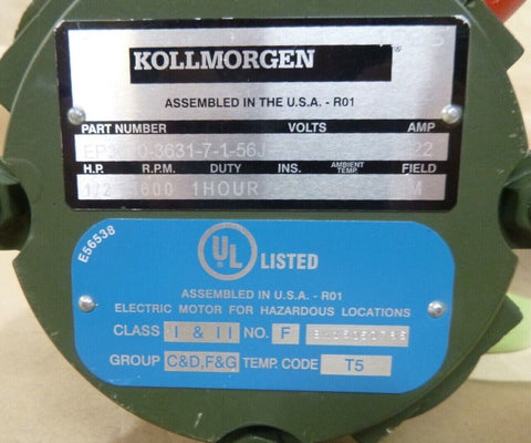 Kollmorgen 1/2 Hp. 3600 Rpm 56J Frame Permanent Magnet 24Vdc Ex - Proof Pump Motor - Royal Equipment KOLLMORGEN