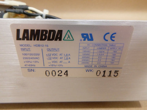 LAMBDA HDB12 - 15 40WATT SWITCHING POWER SUPPLY 100 TO 240V 1.8A 47 - 63HZ LINEAR - Royal Equipment LAMBDA