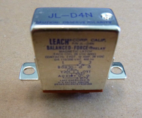 Leach JL - D4N Electromechanical Relay DPDT 12A 28VDC 600Ohm Flange Mount - Royal Equipment Leach