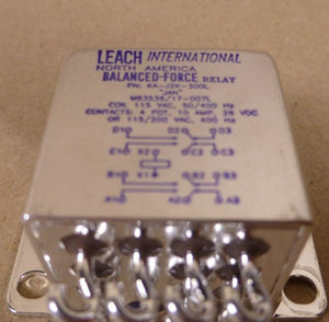 Leach KA - J2K - 300L Relay 115VAC 50/400HZ 4PDT 10AMP 38VDC M83536/17 - 007L - Royal Equipment Leach