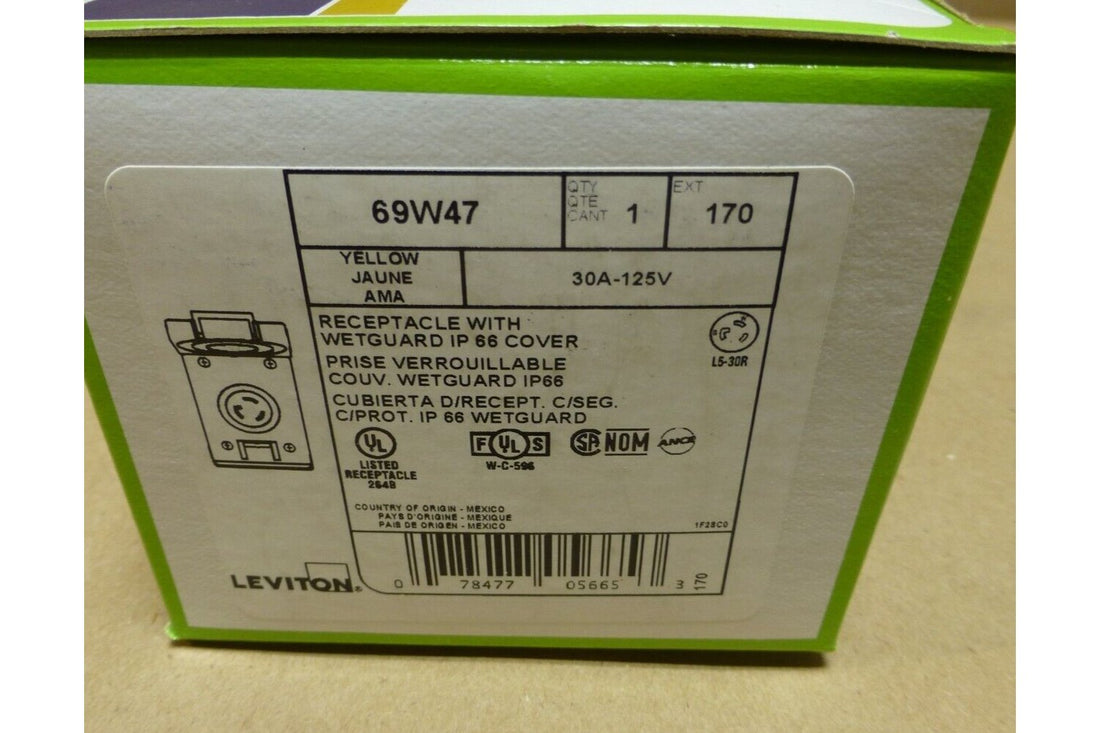 LEVITON 69W47 30AMP 125V RECEPTACLE WITH WESTGUARD IP66 COVER INDUSTRIAL GRADE | Electrical MRO Replacement Parts &amp; Components and Commercial Electrical Supplies Company