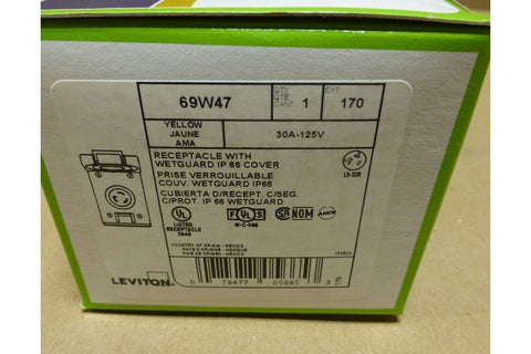 LEVITON 69W47 30AMP 125V RECEPTACLE WITH WESTGUARD IP66 COVER INDUSTRIAL GRADE - Royal Equipment LevitonElectrical Outlets & Receptacles