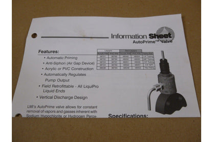 LMI Milton Roy 38794 Auto-Prime Valve 1/4" NPT PVC SD2/4 Metering Pump | Industrial MRO Replacement Parts, Manufacturing Machine Parts &amp; Components, Heavy Equipment Parts Supplier