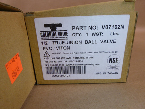 (Lot of 13) 1/2" True Union PVC Ball Valve, Socket & Threaded End Connectors - Royal Equipment COLONIAL VALVE