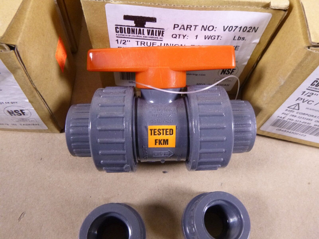 (Lot of 13) 1/2" True Union PVC Ball Valve, Socket &amp; Threaded End Connectors | Industrial MRO Replacement Parts, Manufacturing Machine Parts &amp; Components, Heavy Equipment Parts Supplier