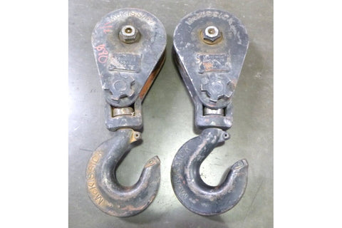 (Lot of 2) Crosby McKissick 8" 30 Ton Snatch Block W/ Hook, 3/4" Rope Pulley - Royal Equipment MCKISSICK