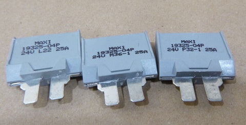 (LOT OF 22) EATON MAXI 19325 - 04M 19325 - 04P CIRCUIT BREAKER 24V 25AMP FUSE - Royal Equipment Eaton