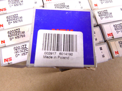 Lot of 27 NSK 6203ZZ Ball Bearings - Made in Poland | Industrial MRO Replacement Parts, Manufacturing Machine Parts &amp; Components, Heavy Equipment Parts Supplier