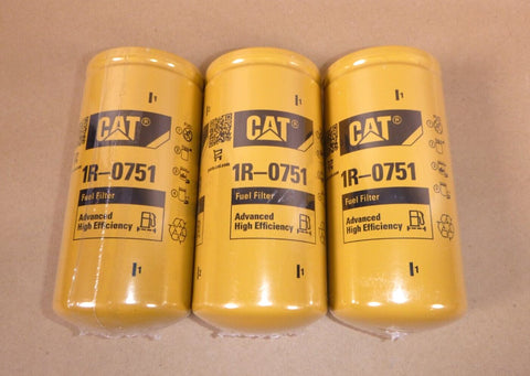 (Lot of 3) Caterpillar Fuel Filter 1R - 0751 For C7 C9 3126B 3126E C - 9 3116 3126 - Royal Equipment CAT