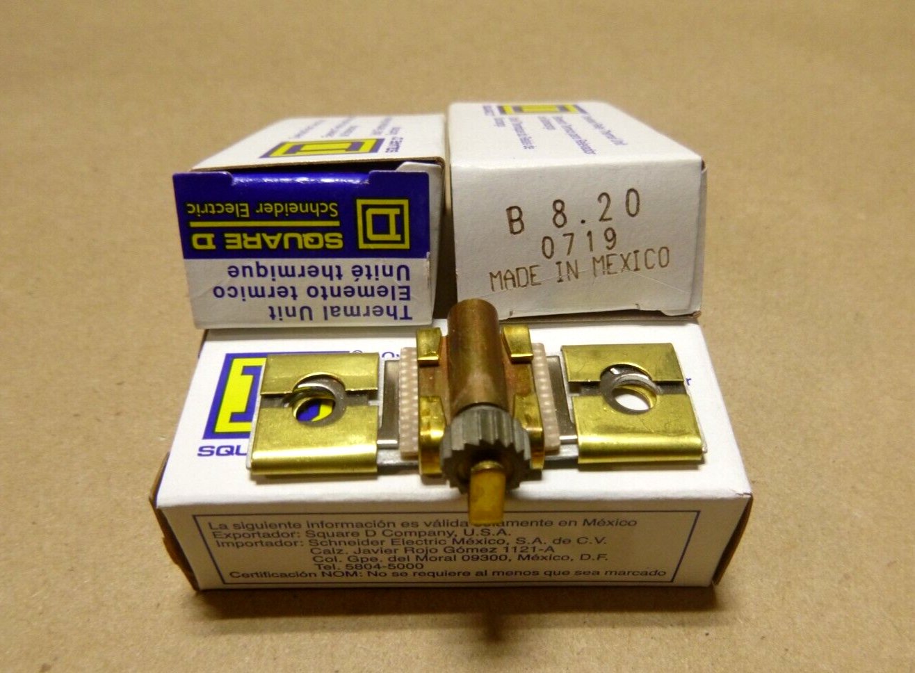 (Lot of 3) New Square D Overload Relay Thermal Unit B 8.20 | Electrical MRO Replacement Parts &amp; Components and Commercial Electrical Supplies Company