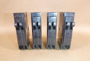 Lot of 4 Square D, QOT2020CP 2 - 20 - Amp Single - Pole Tandem Circuit Breaker 120/240 - Royal Equipment SQUARE D