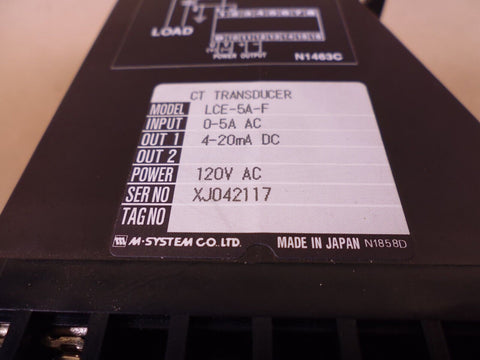 M System L Unit Transducer LCE - 5A - F 5A 4 - 20MA 120V - Royal Equipment M SYSTEM